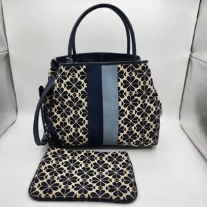 Kate‎ Spade Floral Everything Tote Blue Medium Crossbody Strap & Top Handle NWOT
